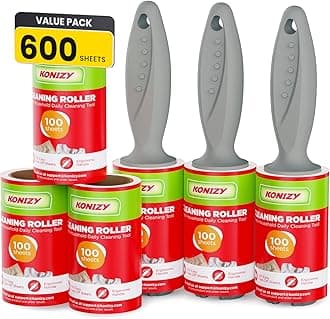 Lint Rollers, Extra Sticky, 600 Sheets Mega Value Set with 3 Upgraded Handles, 6 Rollers Portable Pet Lint Remover for Clothes, Furniture, Carpet, Dog & Cat Hair Removal