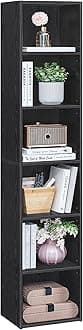 Custos Collection - Bookshelf, 6-Tier Bookcase, Book Shelf, Open Storage Shelf, 9.4 x 11.9 x 63.3 Inches, for Living Room, Home Office, Dinning Room, Ebony Black ULBC411B01