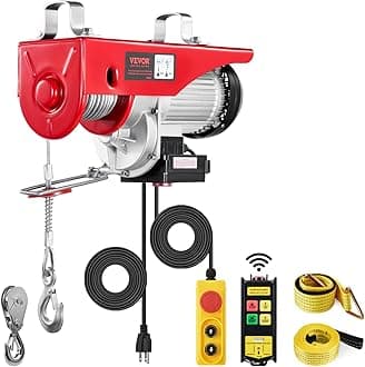 VEVOR Electric Hoist, 2200 lbs 120V Electric Winch with 328 ft Wireless & 14 ft Wired Remote Control, 40 ft Single Cable Lifting Height, Single/Double Slings, Lift Hoist for Garage Warehouse Factory