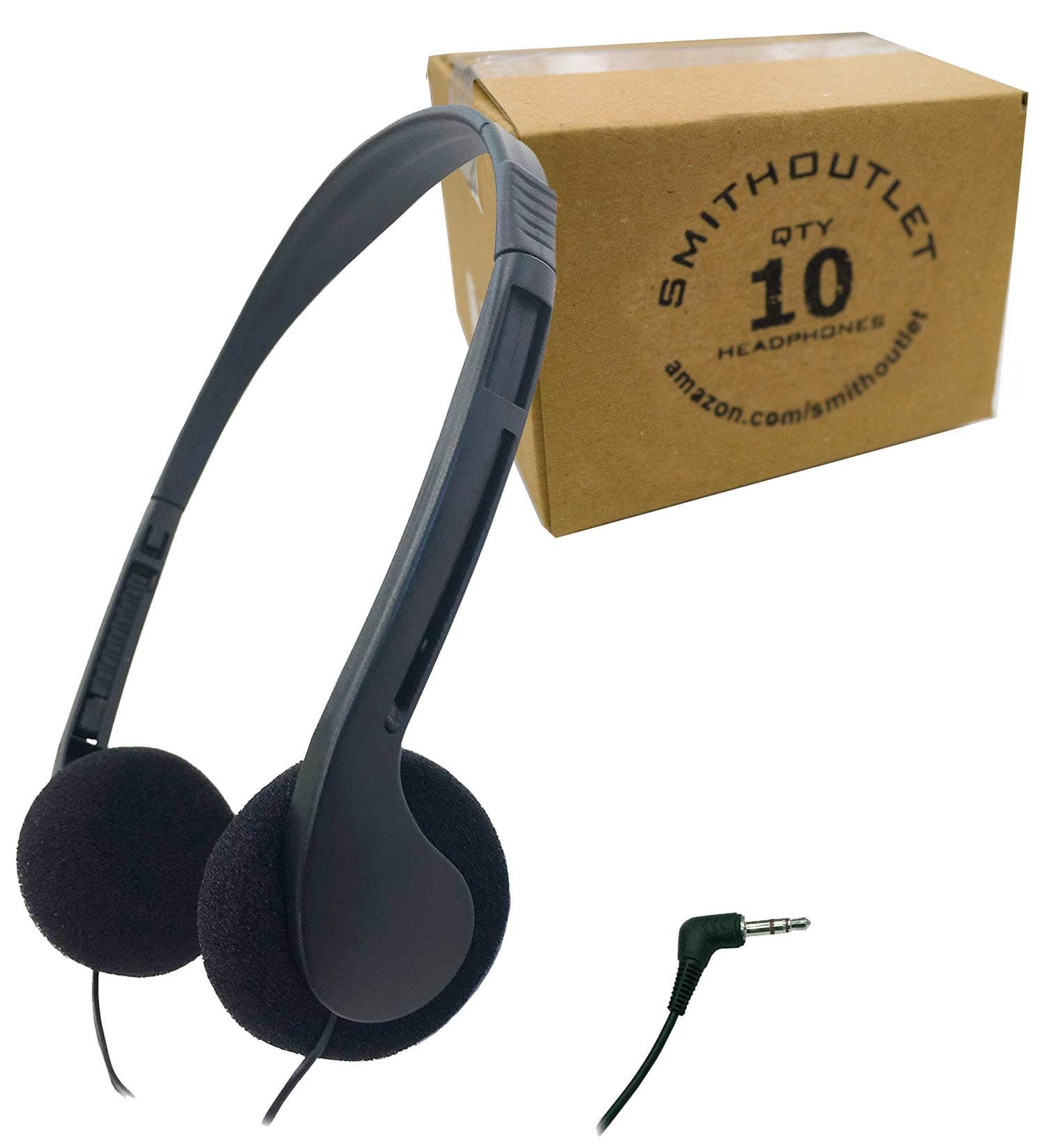 SmithOutlet 10 Pack Low Cost Headphones for School/Library/Classrooms