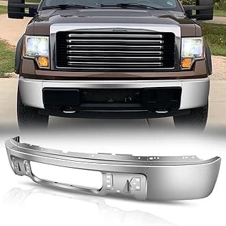 Auto Dynasty Front Bumper Impact Face Bar Compatible with 2009-2014 Ford F-150, Non Fog Light Cutout, Polished Chrome