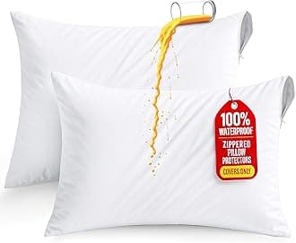 Utopia Bedding Waterproof Zippered Pillow Protectors (White, Pack of 2 | 51 x 97 cm)