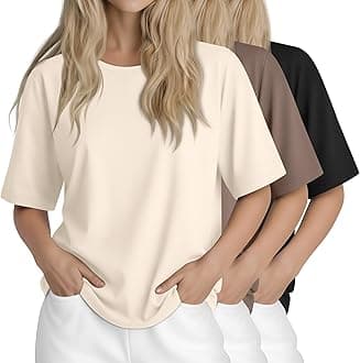 Huukeay 3 Pcs Womens Half Sleeve Top Elbow Length T Shirt Women Round Neck Basic T Shirt Summer Casual Blouses