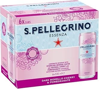 San Pellegrino Essenza Sparkling Water Lightly Flavoured Cherry & Pomegranate Cans 6x330ml