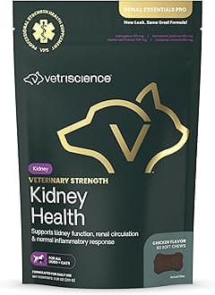 Veterinary Strength Kidney Health Chews - Balanced Kidney Support for Pets - Feline & Canine Renal Support - Holistic Formula - Chicken Liver Flavor - 60 Count