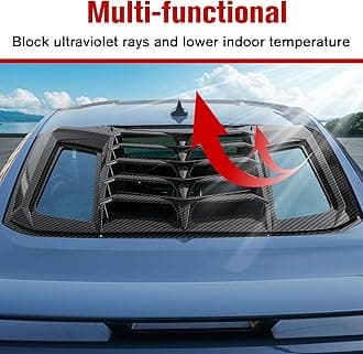 Rear+Side Window Louvers for Ford Mustang 2024+, ABS Plastic Windshield Sun Shade Cover Vent Wind Shutter Set for Mustang 2024 2025 Accessories, Carbon Fiber 3PCS