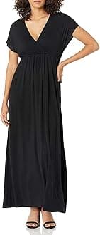 - Women's V Neck Short Sleeve Waisted Maxi Dress (Available in Plus Size)