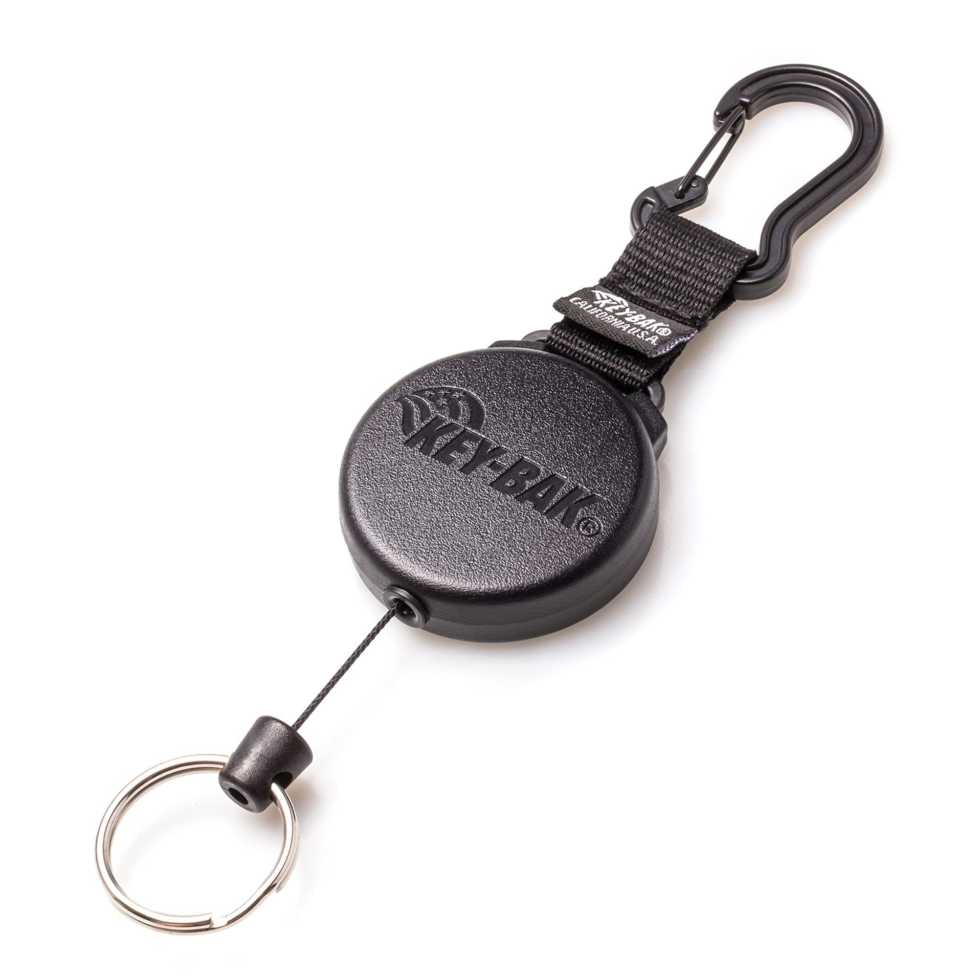 KEY-BAK SECURIT SD Retractable Keychain, 36" Retractable Cord, 15oz. Retraction, Durable Polycarbonate Case, Zinc Alloy Carabiner, Split Ring, Black