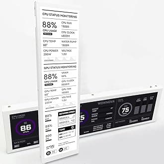 8.8" Computer Temp Monitor (Dynamic Theme Supported), 1 Click 1 Cable to Get Started Quickly PC Temperature Display Sensor Panel IPS Mini Secondary Screen CPU RAM HDD Data FPS Monitor (White)