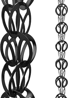 Rain Chains Direct - Modern Loop Rain Chain - 8.5 FT - Durable Black Powder-Coated Aluminum - Premium Rain Chains for Gutters
