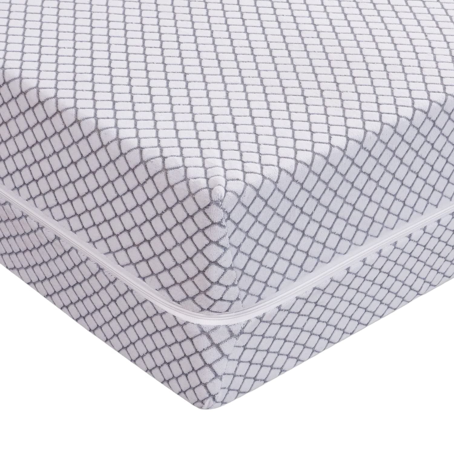 Diamond Pattern Mattress Protector Hypoallergenic Extra Deep Total Zipper Encasement Cover Bug-Proof, Non-Noisy, Anti-Allergy Breathable Fitted Style Blue and Grey Poly-Cotton Zipped (Grey, Single)