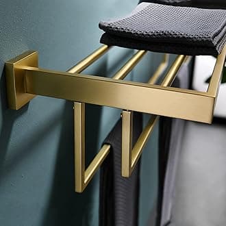 TURS Brushed Gold Stainless Steel Wall Mounted Towel Rack with Two Bars