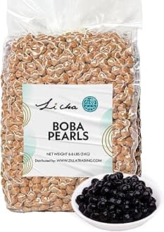 Boba Tapioca Pearls (3kg/6.6lb Bag) | Topping for Bubble Milk Tea, Beverages & Desserts