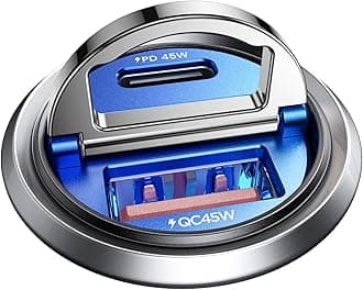 MRGLAS 90W USB C Car Charger Fast Charging, [Smallest Metal] Dual Port PD45W+QC3.0 Cigarette Lighter Adapter for iPhone 16 Pro Max 15 iPad Samsung S25 - Blue