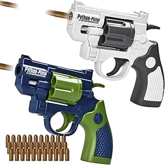 2 Pack Toy Guns for Nerf Revolver Gun - Mini Realistic Revolver Pistol Toy Blaster Gun for Boy Ages 6 7 8 9 Year Old Indoor Outdoor Present for Adult Kid Holiday Birthday