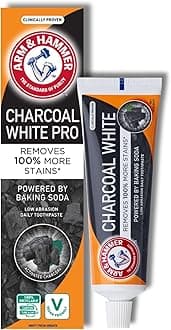 – Charcoal White Toothpaste, Activated Charcoal Teeth Whitening Toothpaste with Baking Soda for Deep Clean & Stain Removal, 75 ml Tube
