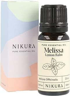 Nikura Melissa (Lemon Balm) Essential Oil - 10ml | 100% Pure Natural Oils | Perfect for Aromatherapy, Diffusers, Humidifier, Bath | Great for Self Care, Skin | Vegan & UK Made
