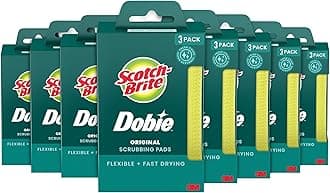 Scotch-Brite Dobie Pads, Dobie Sponge for All Purpose Cleaning of Kitchen, Bathroom, and Household, Non Scratch Dobie Cleaning Pads Safe for Non-Stick Cookware, 3 Count (Pack of 8) total 24 Dobie Pads