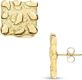Nugget Earrings Gold Nugget Earrings for Men Gold Earring for Men 925 Sterling Silver 14K Gold Plated Best Earring for Sensitive Ears Gleaming Gift Choice