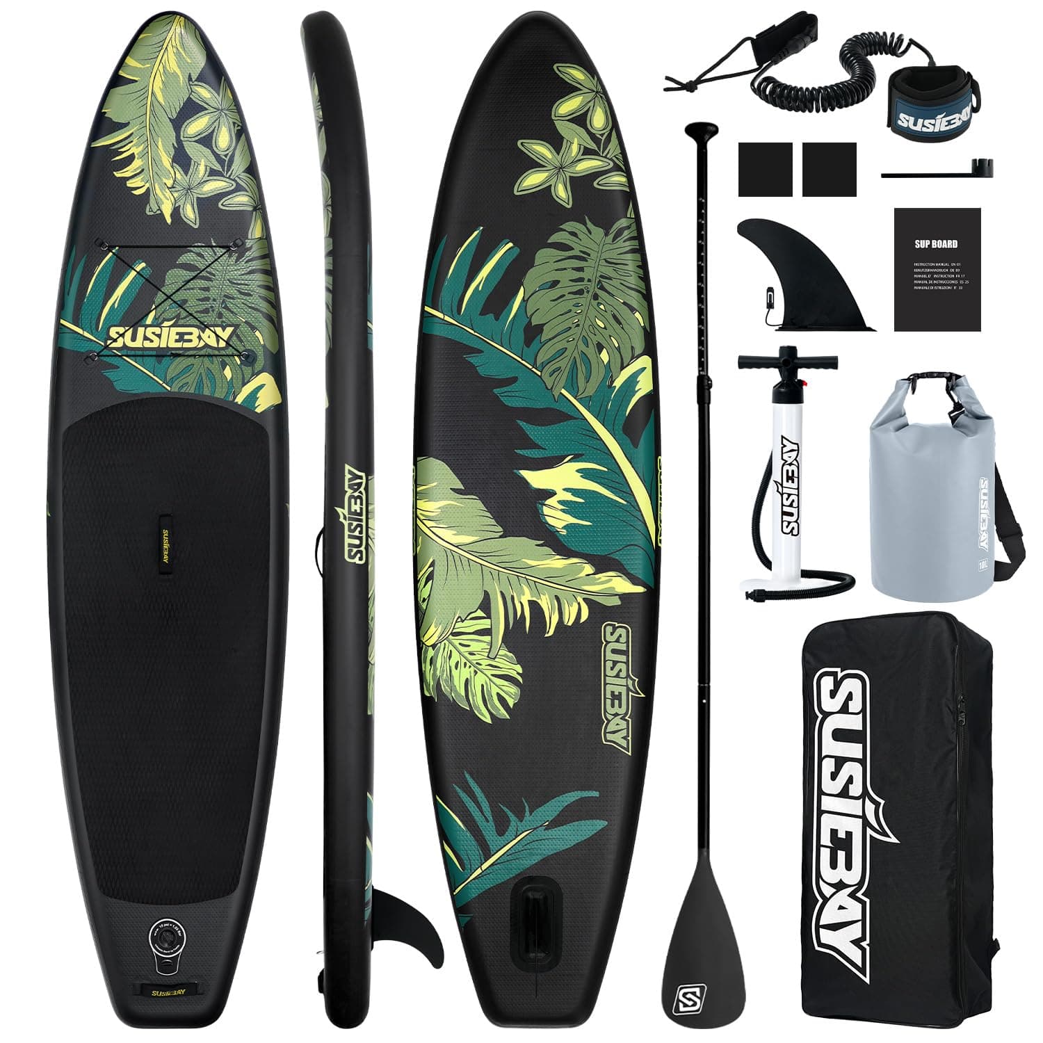 Inflatable Stand Up Paddle Board, 11ft Paddle Board for Adults & Youth, Durable SUP Accessories with Non-Slip Deck, Dual Hand Pump,10L Dry Bag,108L Backpack