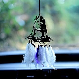 Acrylic Car Hanging Accessories Interior - Elegant Dream Catcher for Car - Charm for Auto Decor - Stylish Handmade Ornament for Rear View Mirror Decoration - Shiva,,Black & White