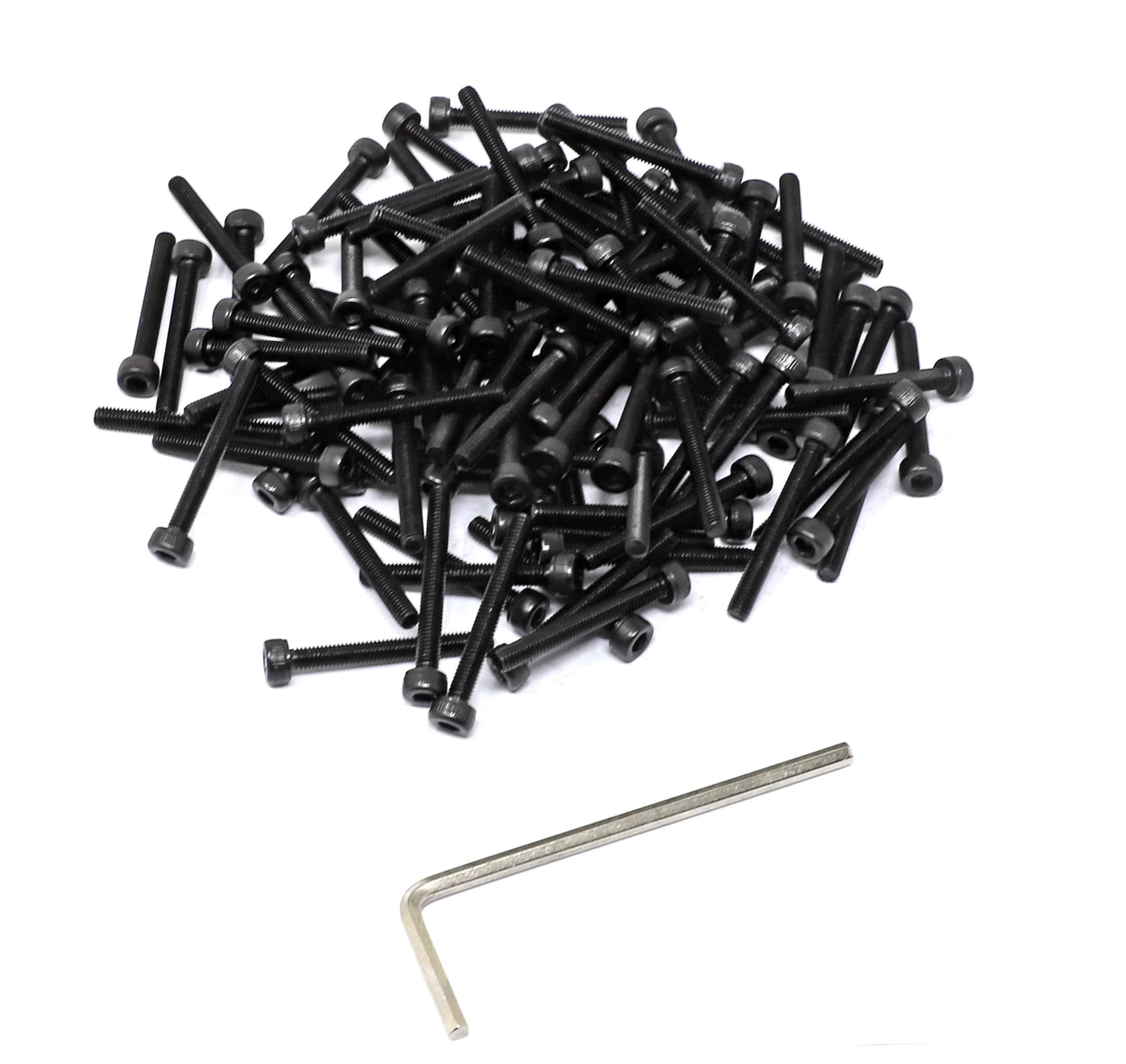iexcell 100 Pcs M3 x 25 Thread Pitch 0.5 mm Alloy Steel 12.9 Grade Hex Socket Head Cap Screws Bolts Kit, Black Oxide Finish