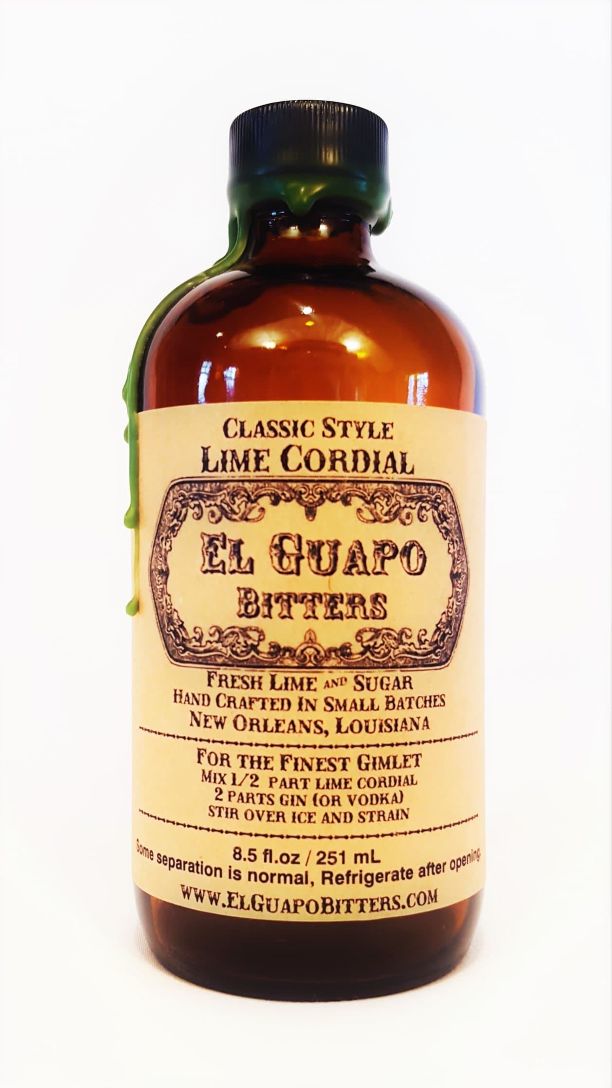 El Guapo Lime Cordial Syrup 8.5 oz - Premium Lime Flavor - Versatile Mixology Essential for Margaritas - Ethically Sourced Gluten Free - Ideal for Home Bartenders and Culinary Creators