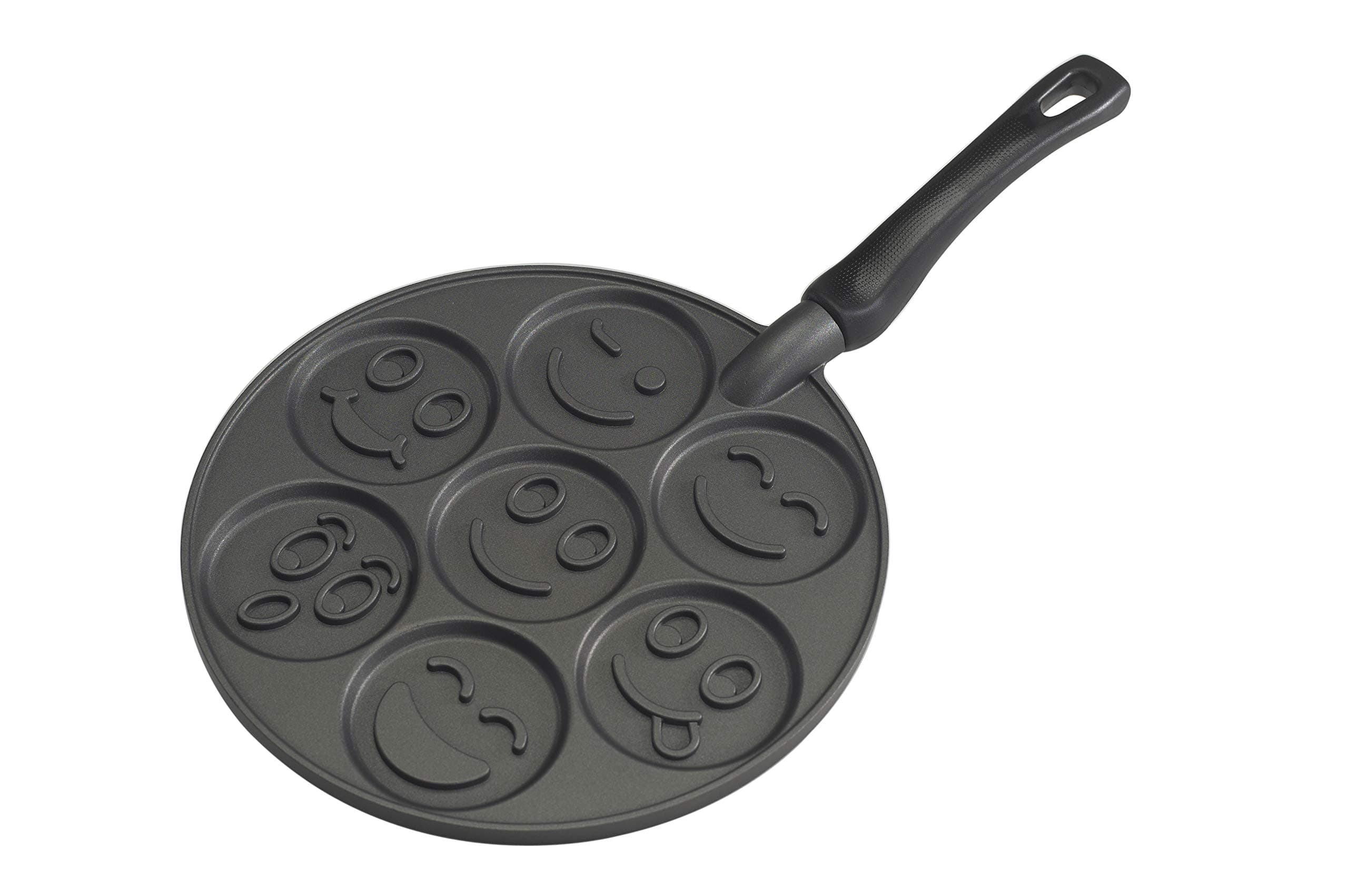 Non-Stick Smiley Face Pancake Pan, Black, 10 1/2 inch diameter, 1920
