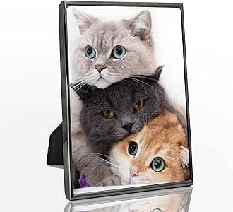 DECANIT 4x6 Picture Frame Metal, Thin Edge Photo Frames For Tabletop Display and Wall Mounting,Black