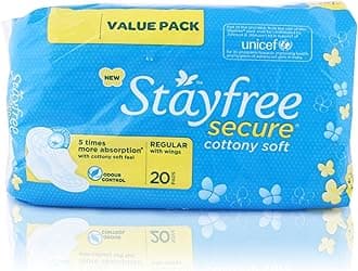 Stayfree Secure Cottony Soft Sanitary Pads - Regular,Pack of 20 Pads