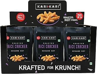 - Kari Kari Sesame Soy Rice Cracker | Crunchy Japanese Snacks | Roasted, Non-Fried Healthy | 100% Vegetarian | Party (20g x Pack of 24)