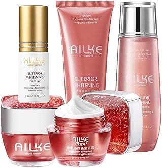 AILKE Brightening Skin Care Set, Reduce Dark Spots, Moisturizing, Clean Skin With Vitamin C, Sodium Hyaluronate, Rose Oil, Skin Radiant Kit For Women, Men