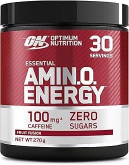 Amino Energy Pre Workout Powder, Energy Drink with Amino Acids, BCAA, L-Glutamine and L-Leucine, Food Supplement with Vitamin C and Caffeine, Fruit Fusion Flavour, 30 Servings, 270 g
