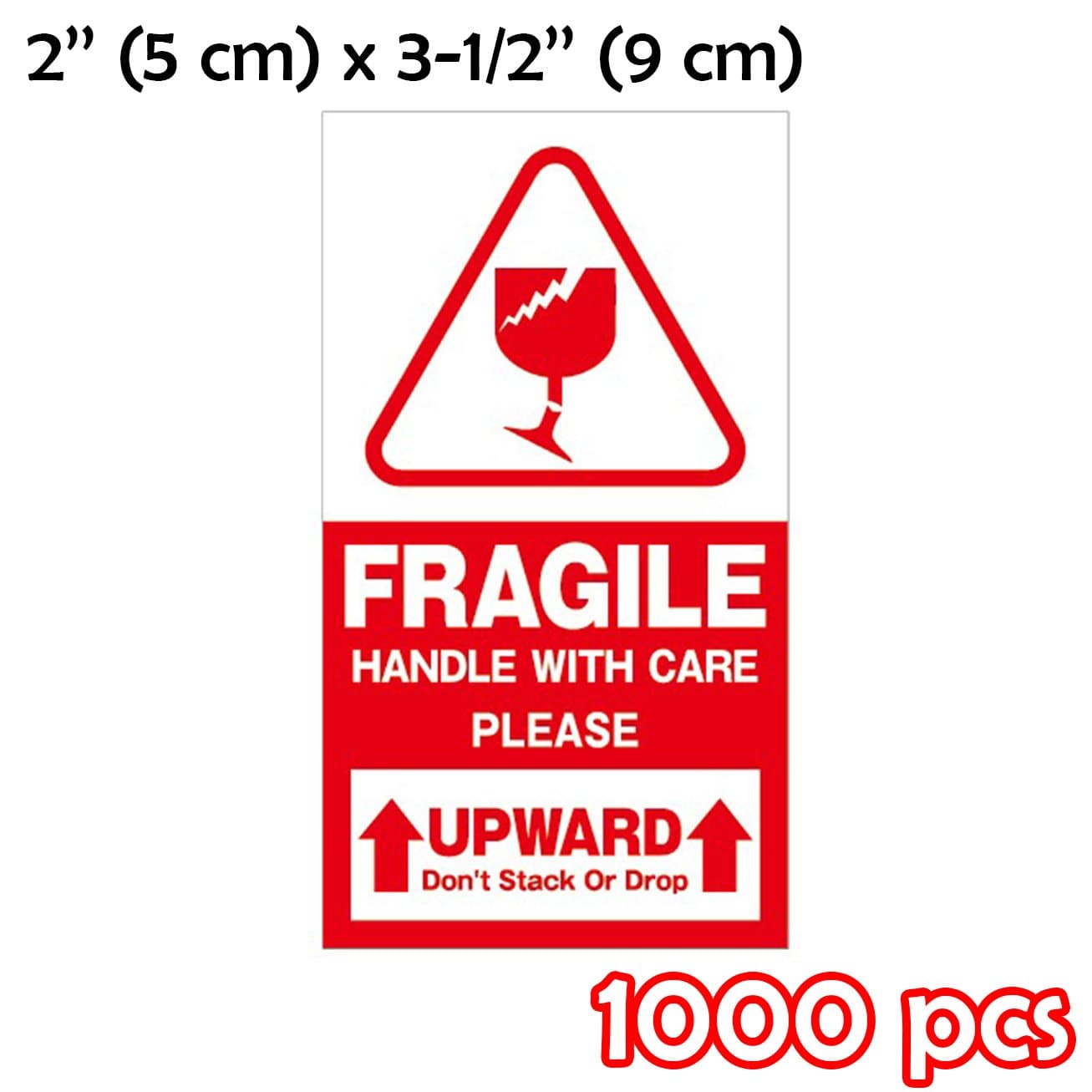 Red Large Fragile Handle with Care Keep Dry Upward Do Not Trample Shipping Box Warning Stickers Label (STK-03 1000pcs)