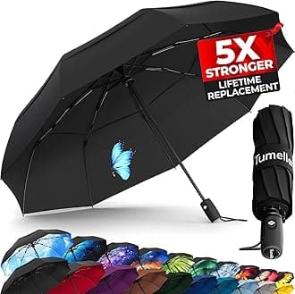 UltraV7 Umbrella, #1 Windproof Travel Umbrella [Superior, Beautiful, Light & Unbreakable], 2023 Anti-Flip & Ultra-Flex Tech, Compact, Small, Portable, Automatic, Folding Umbrella for Rain, 9-Rib