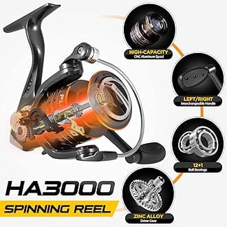 PLUSINNO Fishing Rod and Reel Combos - Carbon Fiber Telescopic Fishing Pole - Spinning Reel 12 +1 Shielded Bearings Stainless Steel BB