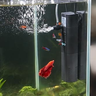 Fish Tank Filter for 10-30 Gallon Tank, U-V Aquarium Filter Rainfall Submersible Green Clean Machine 120GPH Internal Filter for Betta Turtle Freshwater Saltwater Tank Crystal Clear Green Killing