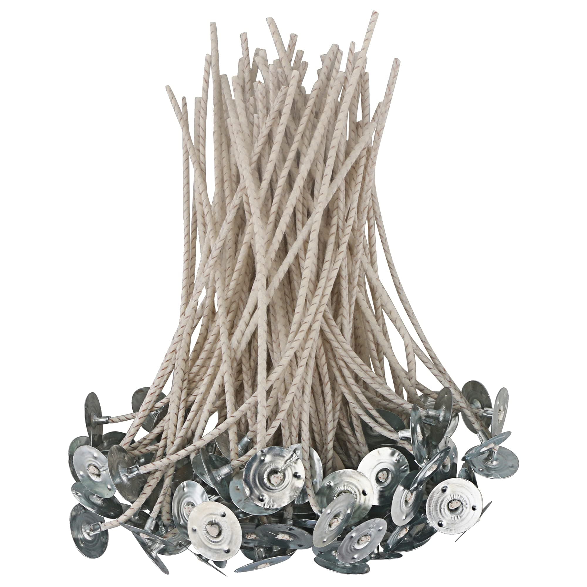 CD Series Wicks for Soy Candles - 100pcs CD 22 6" Pretabbed Cotton & Paper Wicks for Candle Making
