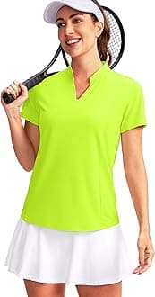 Obla Women's Golf Polo Shirt V-Neck Short Sleeve Collarless Quick Dry Tennis Running T Shirt Golf Tops for Women