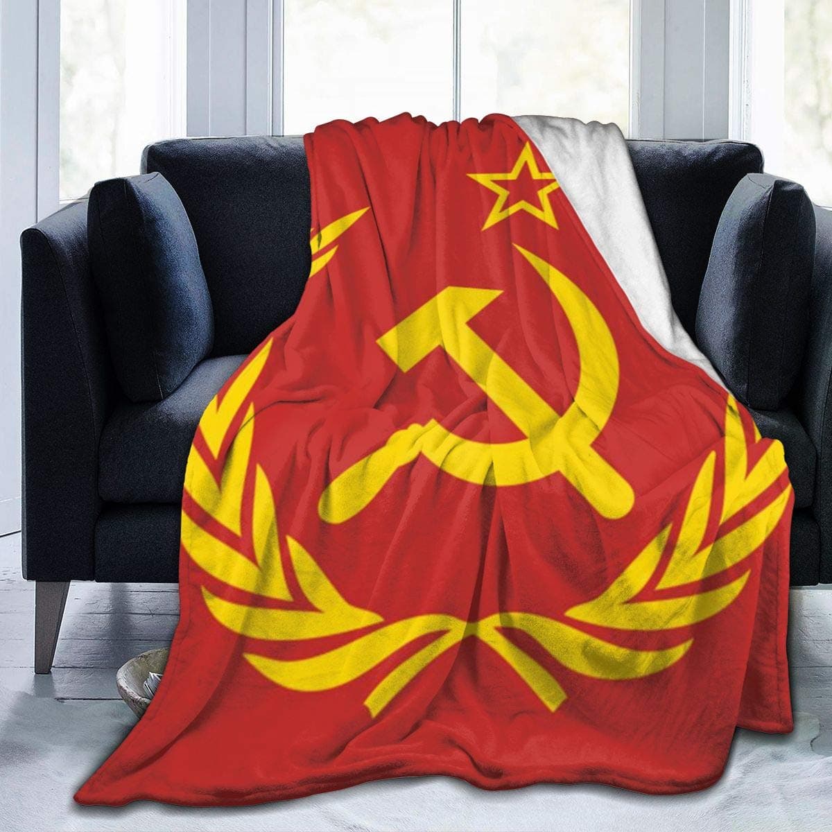 Soviet Union CCCP USSR Emblem Red Throw Blanket Ultra-Soft Micro Fleece Blanket Warm Blanket for Bed Sofa Blanket