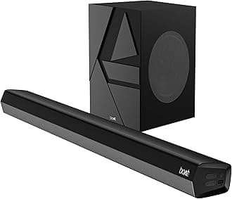 Aavante Bar Quake, Wired Subwoofer, 200W RMS Signature Sound, 2.1CH, Multiple Ports, Bass & Treble Controls, 4 EQ Modes, Bluetooth Sound bar, Home Theatre Soundbar Speaker (Midnight Black)