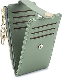 Slim Wallet for Women, RFID Blocking Credit Card Holder with Coin Pocket, ID Window and Key Chain