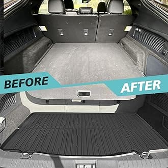 BestEvMod Vehicle Mat Cargo Liner Compatible with Mustang Mach E 2021-2026 Cargo Liner Trunk & Second Row Seats Back Mat Set of 2 All Weather Seat Protector Mat(Trunk Mat+Seats Back Cover)