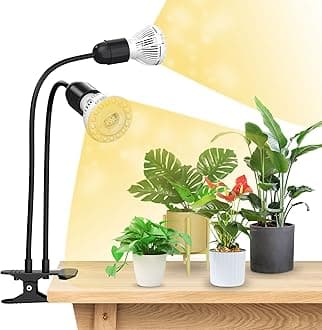 SANSI 20W LED Indoor Plant Light Full Spectrum Plant Lamp with 2 Detachable E27 4000K LED Grow Light Bulbs for Germination Growth Flowering Plant – Black