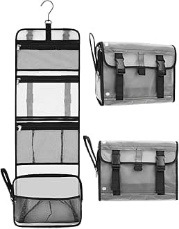 Relavel Travel Hanging Toiletry Bag for Men Women Travel Kit Shaving Bag Waterproof Large Makeup Bag Wash Bag Makeup Organizer Cosmetic Case for Bathroom Shower Semitransparent