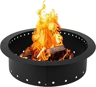 Iron Forge Tools Smokeless Firepit - 36 inch Outer/30 inch Inner Round Fire Ring Insert Liner - Heavy Duty Metal Permanent Outdoor Fire Pit Ring (36x30x10) Utility Patent Pending