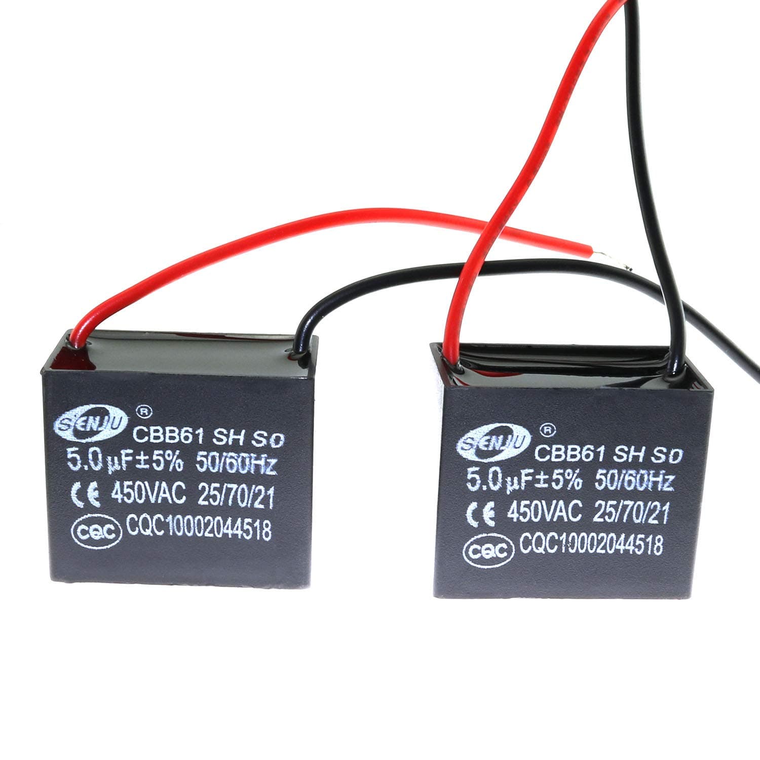 ToToT 2pcs CBB61 Starting Capacitance AC Fan Capacitor 450V CBB Motor Run Capacitor 5uf 2 10CM Wire