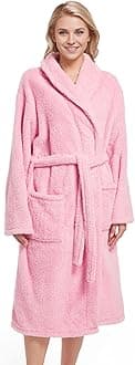 Inner Wish Womens Plush Fleece Robe, Cozy Warm Bathrobe Fuzzy Female Spa Robe With Pockets