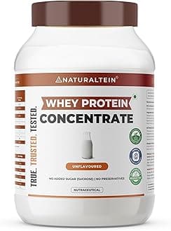 Natural Whey Protein Concentrate – 1 kg (Unflavoured) | 24 g Protein per 30 g Serving | Naturally Flavoured, Non-GMO | No Artificial Sweeteners | Light, Smooth & Easy to Digest