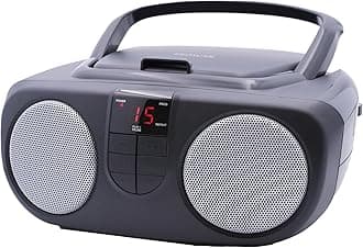 Portable AM/FM Radio With CD Player (BLACK) - Retro Boombox Speaker, CD Player, AM/FM Radio, AUX Audio Device Player For Home & Travel